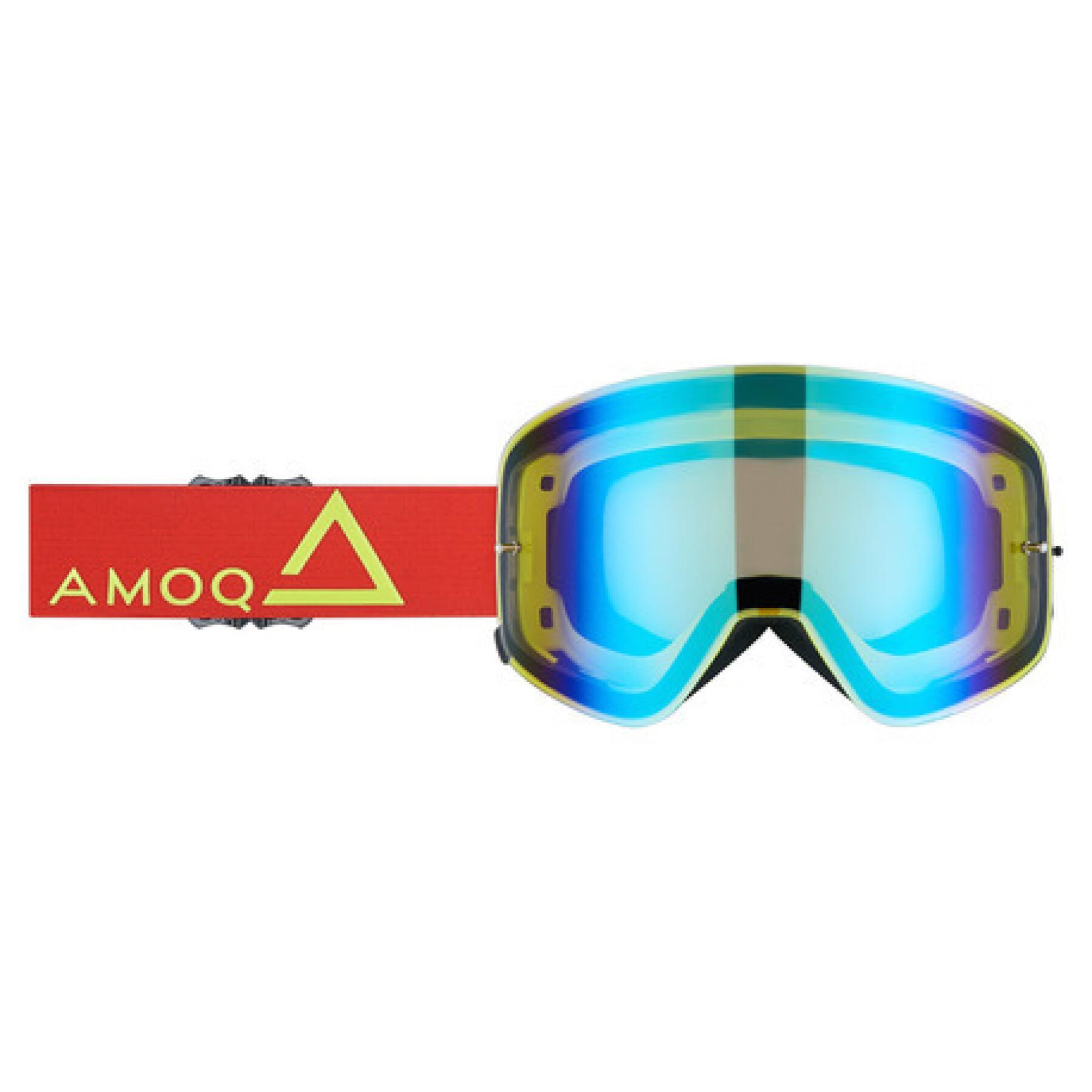 Gafas de cross para moto con lente de espejo dorada Amoq Vision Magnetic