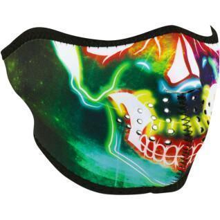 Pasamontañas para motos Zan Headgear half face neon skull