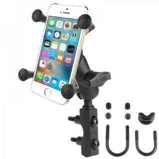 Soporte para smartphone de moto, brazo corto, montaje en forma de U en manillar o depósito de freno/embrague RAM Mounts X-Grip®