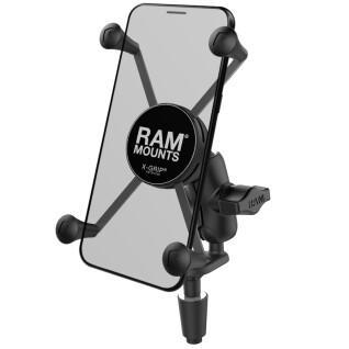Soporte smartphone moto, brazo corto, fijación horquilla RAM Mounts X-Grip®