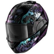 Casco modular para moto Shark Evo Es K-Rozen Black Violet Glitter